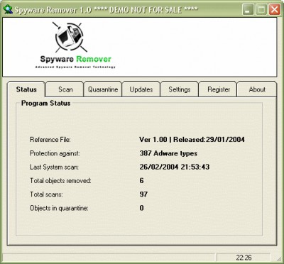 PAL Spyware Remover 1.0 screenshot PAL Spyware Remover 1.0 screenshot