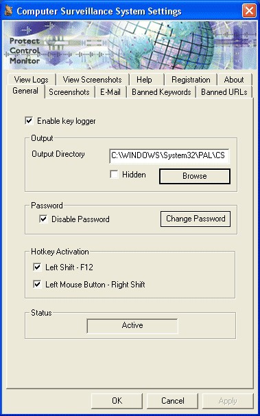 PAL Computer Surveillance System 2004 1.01 screenshot PAL Computer Surveillance System 2004 1.01 screenshot