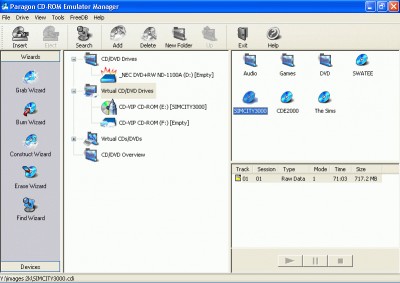 Paragon CD-ROM Emulator Personal 3.0 screenshot Paragon CD-ROM Emulator Personal 3.0 screenshot