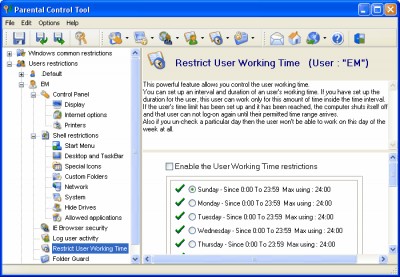 Parental Control Tool for Windows 4.7.5.1 screenshot Parental Control Tool for Windows 4.7.5.1 screenshot
