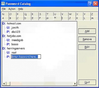 Password Catalog 1.2 screenshot Password Catalog 1.2 screenshot
