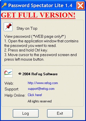 Password Spectator Lite 1.401 screenshot