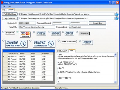 PayPal Batch Encrypted Button Generator 3.0 screenshot PayPal Batch Encrypted Button Generator 3.0 screenshot