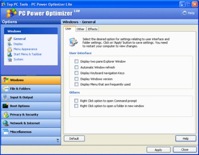 PC Power Optimizer Lite 1.00 screenshot