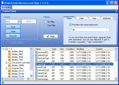 PCMesh Data Recovery and Wipe 2.1 screenshot