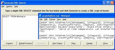 pcpmSqlGen 1.0 screenshot pcpmSqlGen 1.0 screenshot
