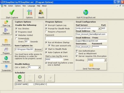 PCSnapShot Keylogger 4.2 screenshot PCSnapShot Keylogger 4.2 screenshot