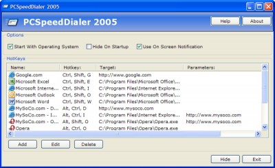 PCSpeedDialer 2005 1.4.0.0 screenshot PCSpeedDialer 2005 1.4.0.0 screenshot