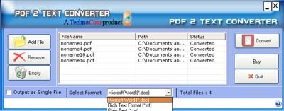 PDF 2 Text Converter 1.0 screenshot