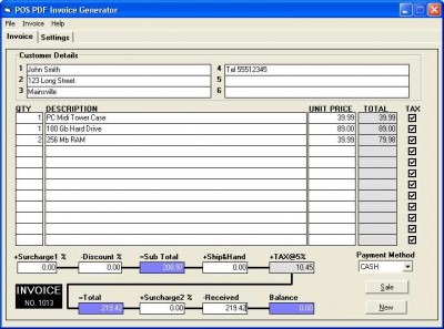 PDF Invoice Generator 1.0.7 screenshot
