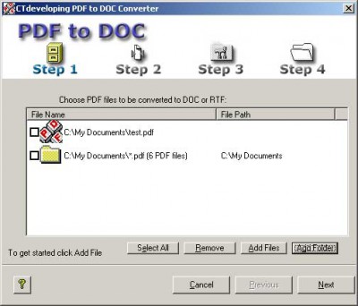 PDF to DOC 1.1 screenshot PDF to DOC 1.1 screenshot