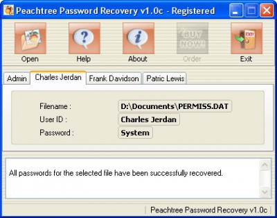 Peach Tree Password Recovery 4.1.6.1218 screenshot