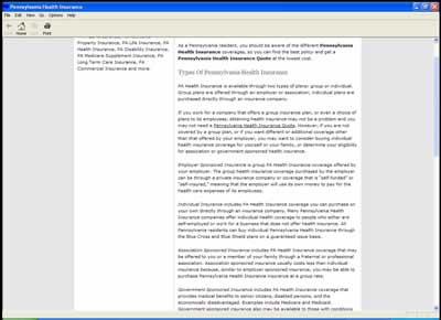 Pennsylvania Health Insurance 1 screenshot Pennsylvania Health Insurance 1 screenshot