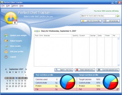 Perfect Diet Tracker (Windows) 1.03 screenshot