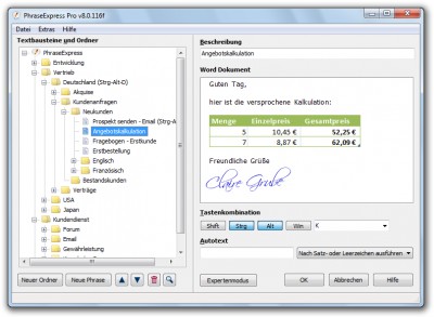 PhraseExpress Autotext 5.1.29 screenshot