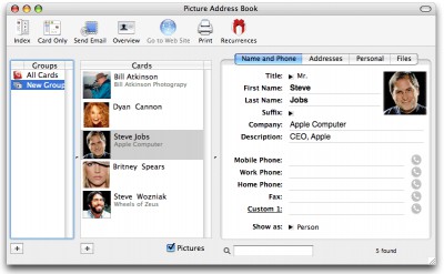 Picture Address Book for Mac 6.0.5 screenshot Picture Address Book for Mac 6.0.5 screenshot