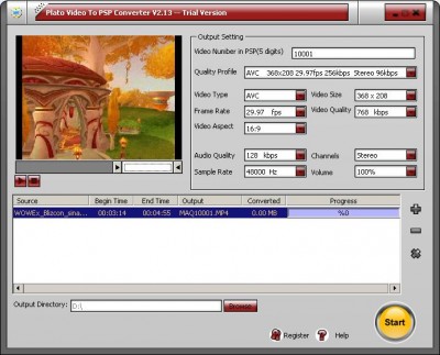 PLAT0 Video To PSP Converter 2007 screenshot