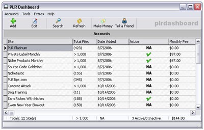 PLR Dashboard 1.0 screenshot PLR Dashboard 1.0 screenshot