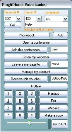 Plug&Phone Voicebanker.com 3.0 screenshot