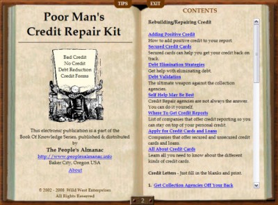 Poor Mans Credit Repair 1.01 screenshot Poor Mans Credit Repair 1.01 screenshot
