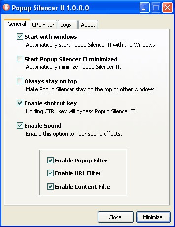 Popup Silencer II 1.0 screenshot Popup Silencer II 1.0 screenshot