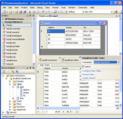 PostgreSQLDirect .NET Data Provider 3.00 screenshot