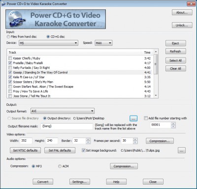 Power CD+G to Video Karaoke Converter 1.0.15 screenshot Power CD+G to Video Karaoke Converter 1.0.15 screenshot