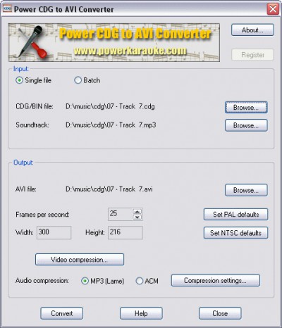 Power CDG to AVI Converter 1.0.23 screenshot Power CDG to AVI Converter 1.0.23 screenshot
