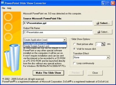 PowerPoint Slide Show Converter 2.1 screenshot