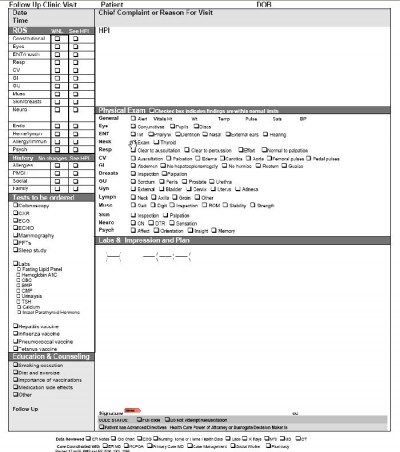 Primary Care Clinic Follow Up Note 2 screenshot