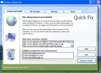 Privacy Quick Fix 1.3 screenshot Privacy Quick Fix 1.3 screenshot