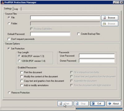 ProfPDF Protection Manager 1.0 screenshot ProfPDF Protection Manager 1.0 screenshot
