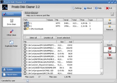 Prosto Disk Cleaner 2.1 screenshot Prosto Disk Cleaner 2.1 screenshot