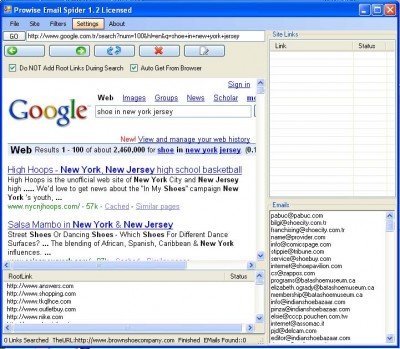 Prowise EMail Spider 1.2.0.0 screenshot