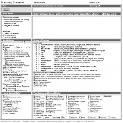Pulmonary Clinic H&P Template 2 screenshot