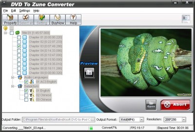 QPV DVD TO ZUNE CONVERTER 4.1.02129 screenshot