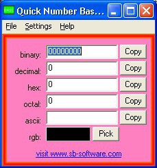 Quick Number Base Converter 1.1 screenshot Quick Number Base Converter 1.1 screenshot