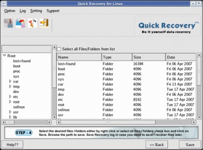 Quick Recovery for Linux on Linux 11.05.07 screenshot Quick Recovery for Linux on Linux 11.05.07 screenshot