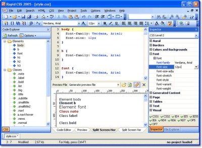 Rapid CSS Editor 2005 6.3 screenshot Rapid CSS Editor 2005 6.3 screenshot