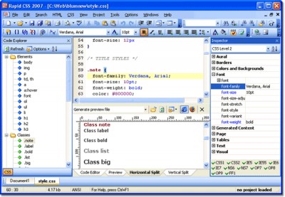 Rapid CSS Editor 2007 8.3 screenshot Rapid CSS Editor 2007 8.3 screenshot