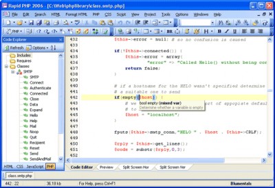 Rapid PHP Editor 2005 6.3 screenshot