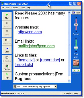 ReadPlease 2003 1.1 screenshot ReadPlease 2003 1.1 screenshot