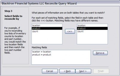 Reconcile Query Wizard Add-In For Access 1.2 screenshot