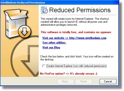 Reduced Permissions 2.0 screenshot Reduced Permissions 2.0 screenshot