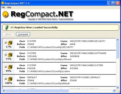 RegCompact.NET 1.8 screenshot