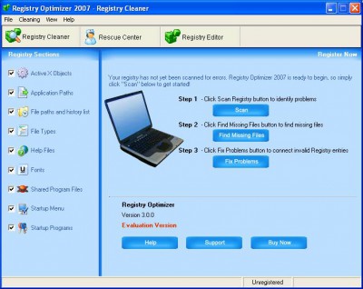 Registry Optimizer 2007 screenshot