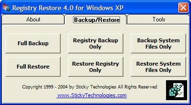 Registry Restore 4.0 screenshot Registry Restore 4.0 screenshot