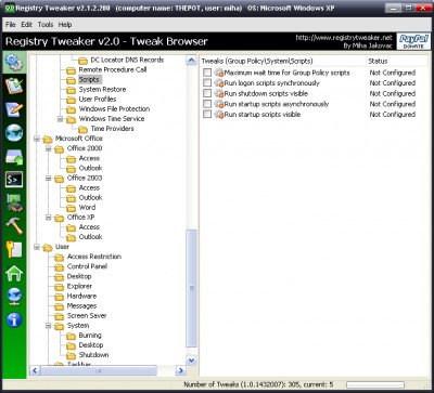 Registry Tweaker 2.1.2.280 screenshot Registry Tweaker 2.1.2.280 screenshot