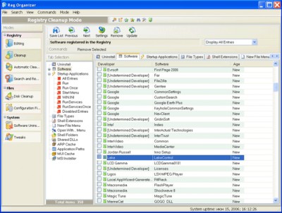 RegOrganizer and Cleaner 5.7 screenshot