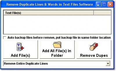 Remove (Delete) Duplicate Lines in Text File Softw 1.1 screenshot